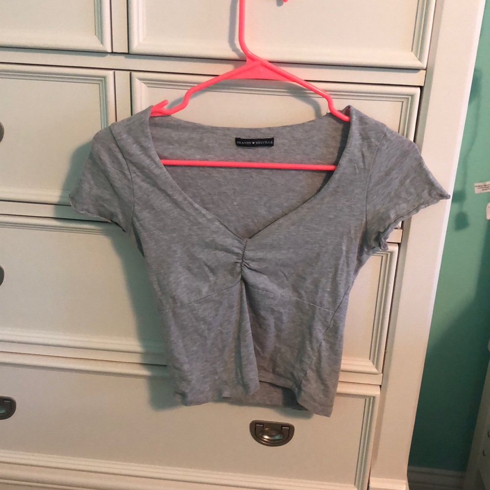 Brandy Melville grey cinched crop top